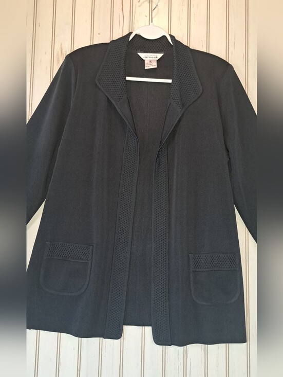 Misook Sweaters - Exclusively Misook Black Open Front Office Business Cardigan Jacket Medium